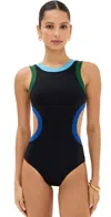 Staud Dolce One Piece Black Colorblock In Black Colorblock