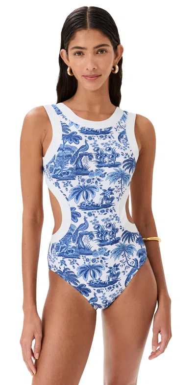 Staud Dolce One Piece Blue Toile