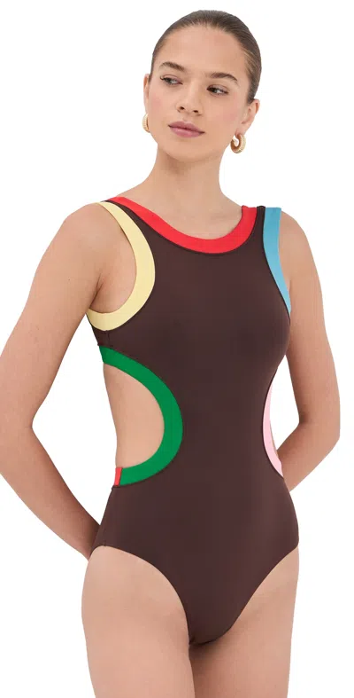 Staud Dolce One Piece Dark Chocolate Multi