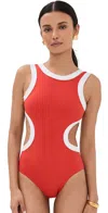 Staud Dolce One Piece Red/white In Red/white