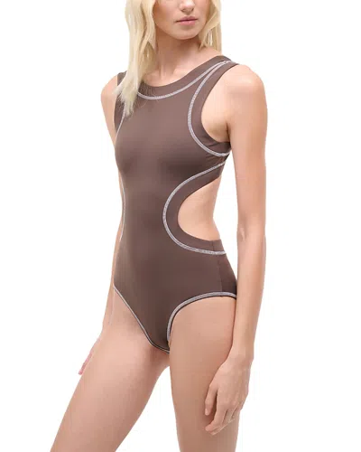 Staud Dolce One Piece Swimsuit In Brown