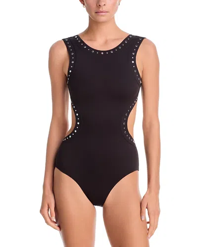 Staud Dolce One Piece Swimsuit In Black/white