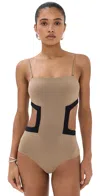 Staud Dolce One Piece Taupe/black