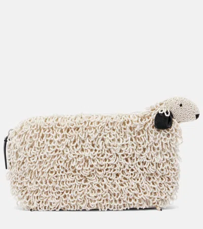 Staud Dolly Beaded Clutch In White
