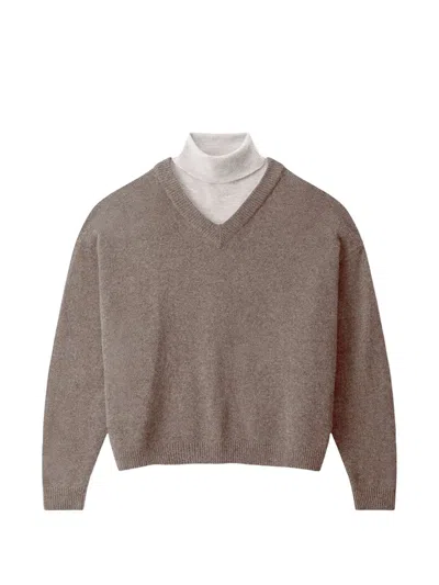 Staud Doris V-neck Cashmere Sweater In Brown