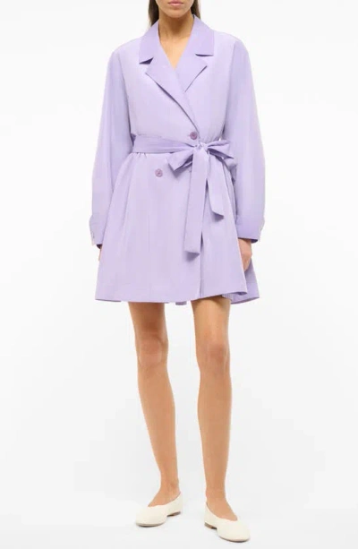 STAUD DOUBLE BREASTED TIE WAIST LONG SLEEVE TRENCH DRESS