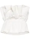 Staud Dover Strapless Pleated Cotton Top In White