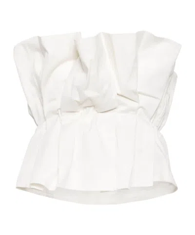 Staud Dover Pleated Top In White