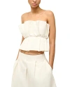 Staud Dover Strapless Pleated Cotton Top In Ivory