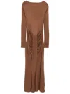 Staud Draped Midi Dress In Brown