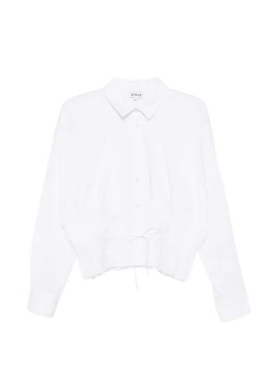 Staud Drawstring Frayed Shirt In White