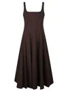 Staud Brown Wells Midi Dress In Brown