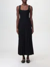 Staud Ellison Pleated Ribbed-knit Midi Dress In Black