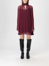 Staud Esther Semi-sheer Mini Dress In Burgundy