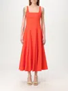 Staud Cotton-blend Wells Midi Dress In Coral