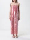 Staud Casey Strapless Paillette-embellished Tulle Midi Dress In Peach