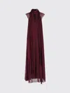 Staud Camilla Sheer-panel Maxi Dress In Purple