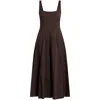 Staud Brown Wells Midi Dress In Brown