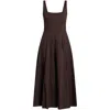 Staud Brown Wells Midi Dress In Brown