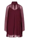 Staud Esther Semi-sheer Mini Dress In Burgundy