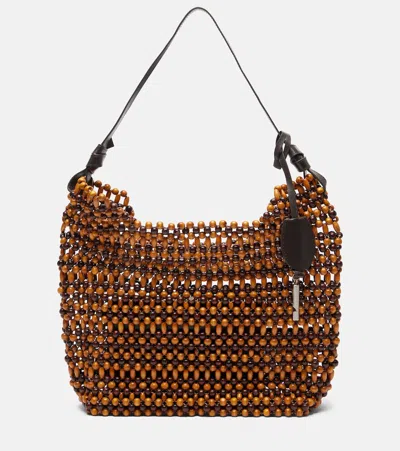 Staud Drift Beaded Leather-trimmed Tote Bag In Pattern