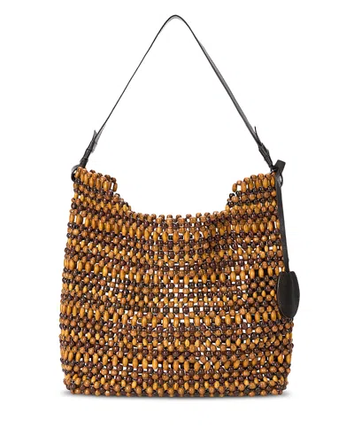 Staud Drift Wood Bead Shoulder Bag In Brown