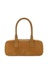 Staud Rectangular Suede Handbag With Top Zipper Closure In Brown