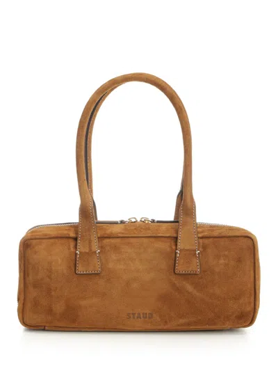 Staud Dude Shoulder Bag Suede Handbags Beige