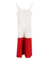 Staud Dusk Two-tone Buttoned Dress In White Cotton In White