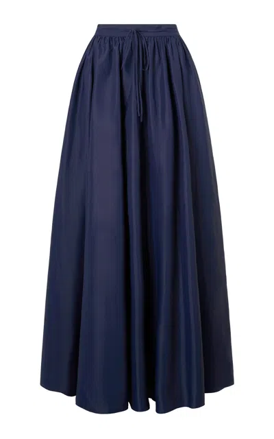 Staud Eden Nylon Maxi Skirt In Navy