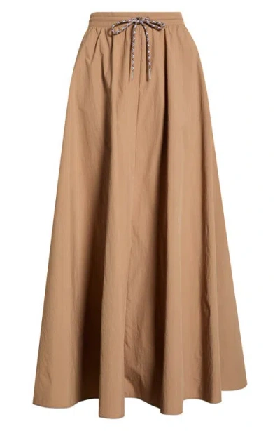 Staud Eden Recycled Nylon Maxi Skirt In Brown
