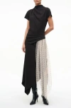 Staud Effie Drape Mock Neck Asymmetric Maxi Dress In Black