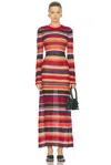 Staud Eiza Striped Knit Maxi Dress In Autumnal Faded Stripe