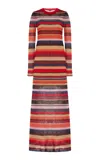 Staud Eiza Striped Knit Maxi Dress In Stripe