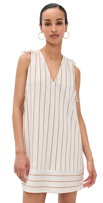 Staud Elena Dress Solana Stripe In Neutral