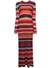 Staud Eiza Striped Knit Maxi Dress In Red