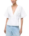 Staud Elle Button Front Top In White