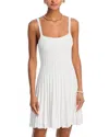 Staud Ellen Mixed Stitch Pleated Minidress