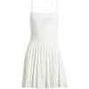 Staud Ellen Mixed Stitch Pleated Minidress In Ivory