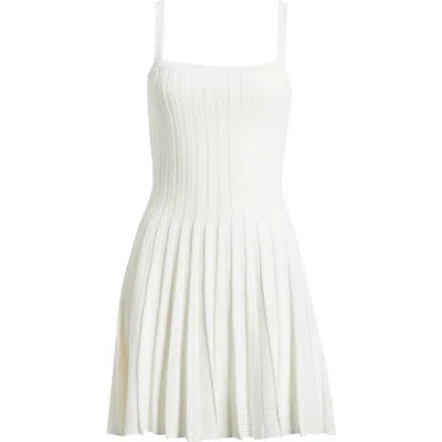 Staud Ellen Mixed Stitch Pleated Minidress In Ivory