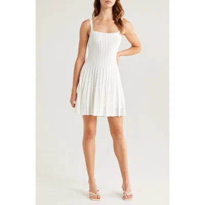 STAUD STAUD ELLEN MIXED STITCH PLEATED MINIDRESS