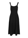 Staud Fitted Black Midi Dress In Black