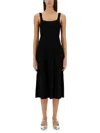 Staud Fitted Black Midi Dress In Black