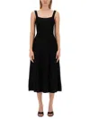 Staud Ellison Pleated Ribbed-knit Midi Dress In Black