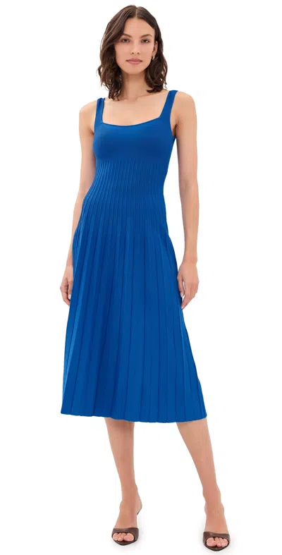 Staud Ellison Pleated Midi Dress In Blue