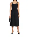 Staud Ellison Pleated Ribbed-knit Midi Dress In Black