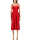 Staud Sleeveless Button Midi Dress In Red Cotton In Red