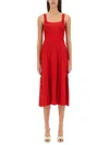 Staud Sleeveless Button Midi Dress In Red Cotton In Red