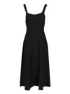 Staud Ellison Pleated Ribbed-knit Midi Dress