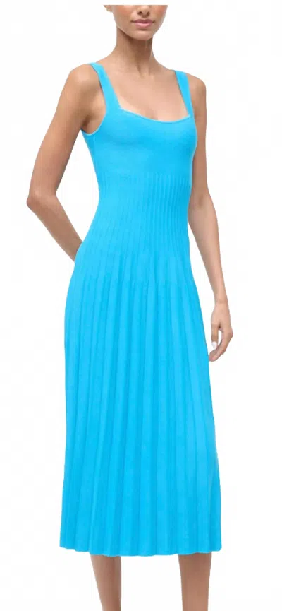 Staud Ellison Knit Midi Dress In Pool In Blue